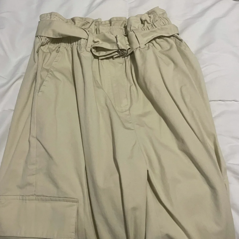 NWT BP Ivory Dove Paper Bag Belted Elastic Waist Pants - Picture 11 of 12